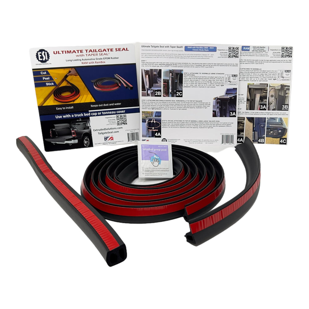 ESI tailgate seal RamBox classic sidewalls protect cargo area from debris