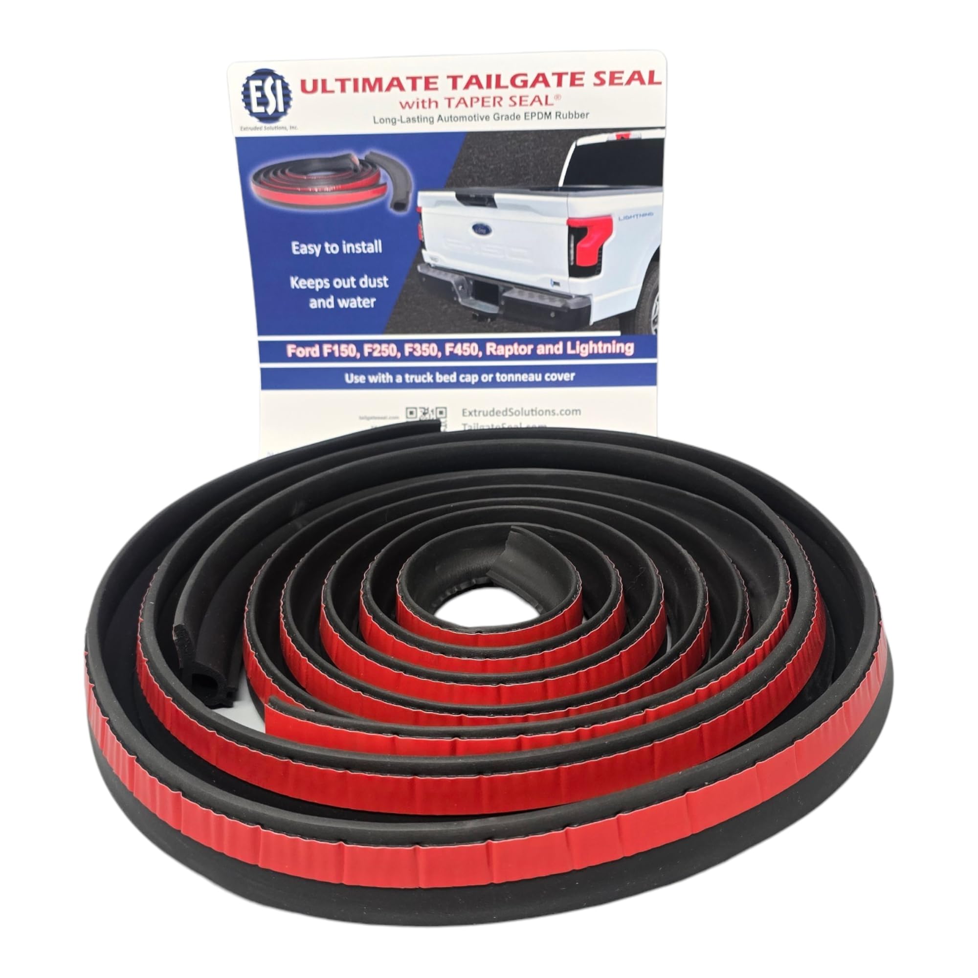 ESI Tailgate Seal taper Ford F-250 side profile improves dust and water protection