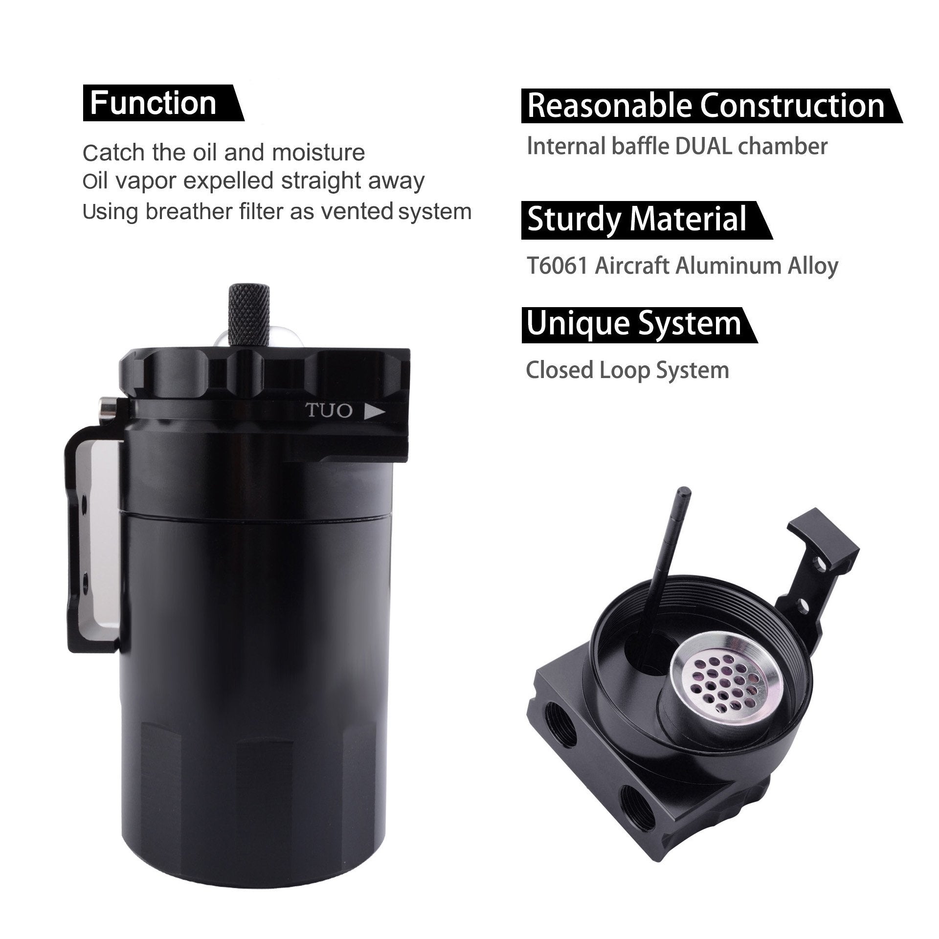 ESPEEDER polished aluminum body oil catch can adds rugged durability
