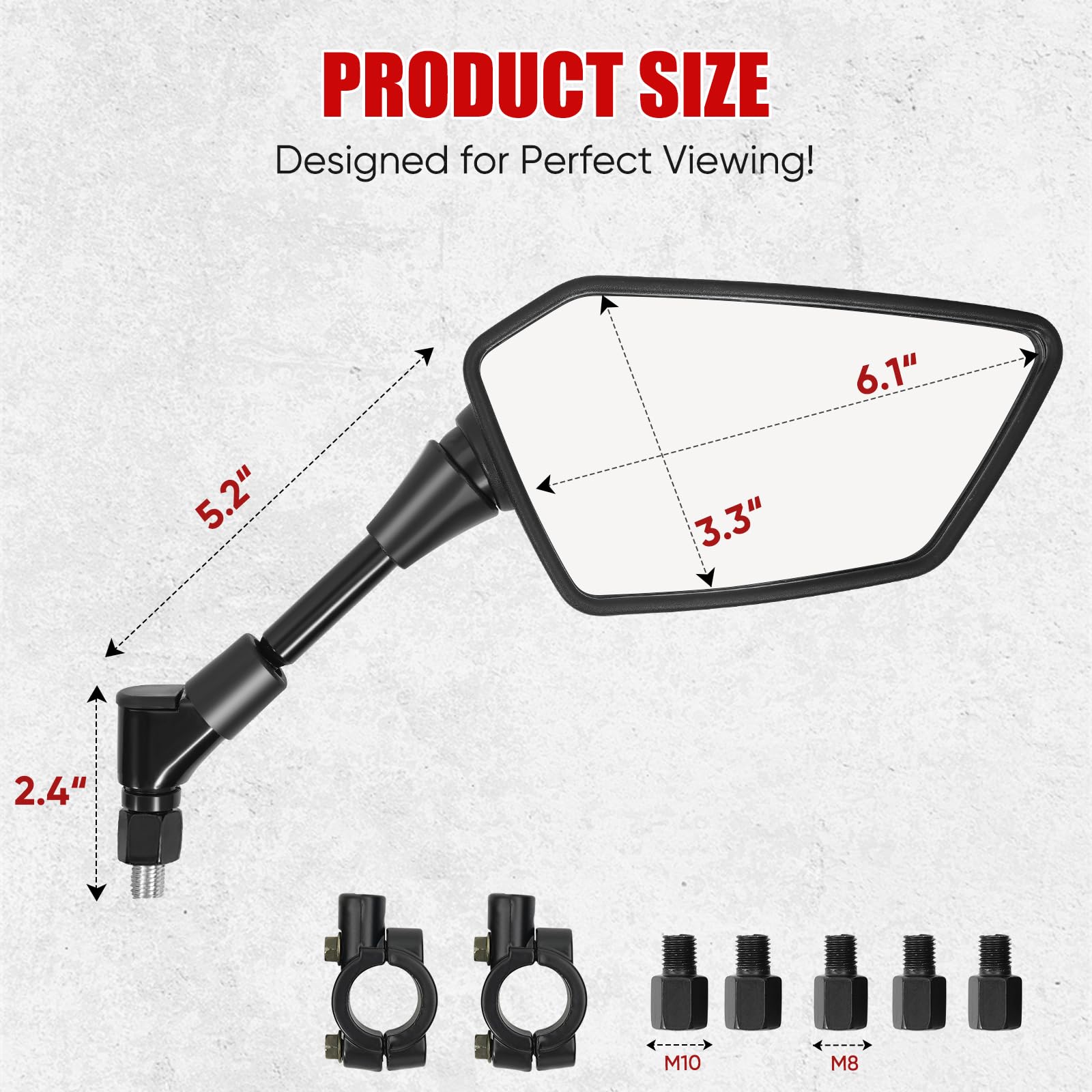 Esploratori ATV mirror adjustable rod enables quick angle fixes on the go.