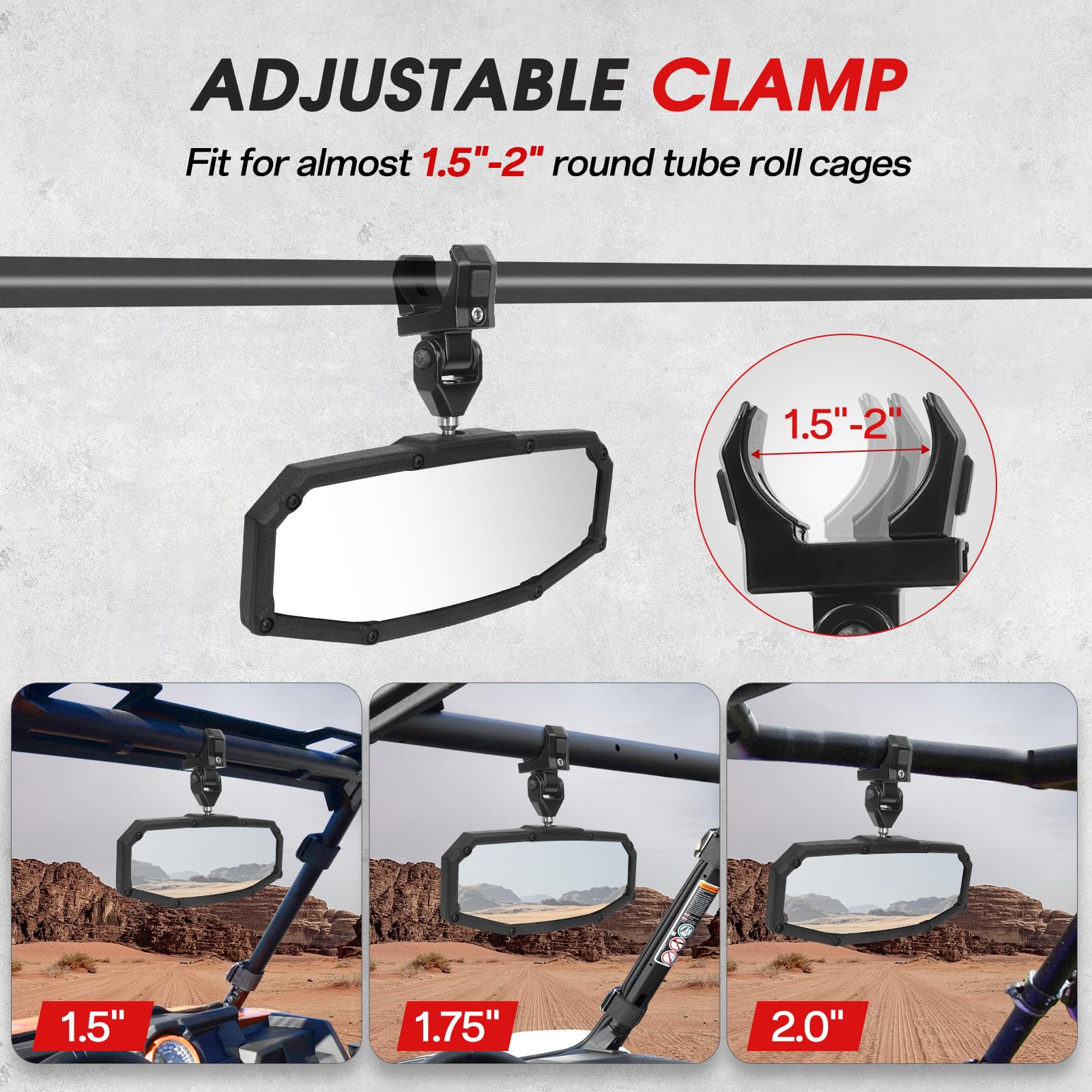 Esploratori UTV rear view mirror with aluminum frame for sturdy support