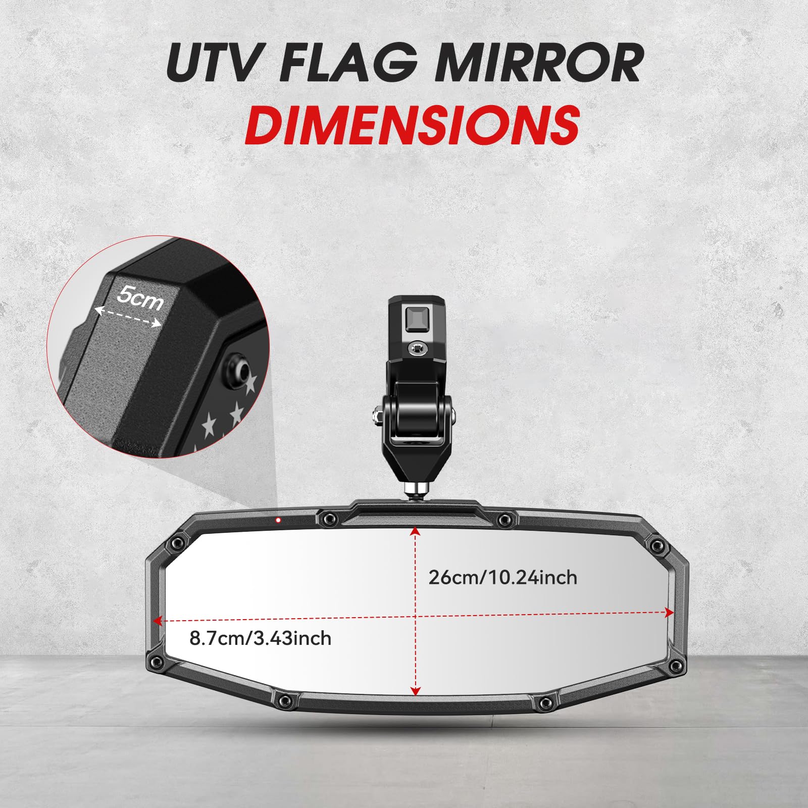 Esploratori UTV rear view mirror durable ABS shell resists debris