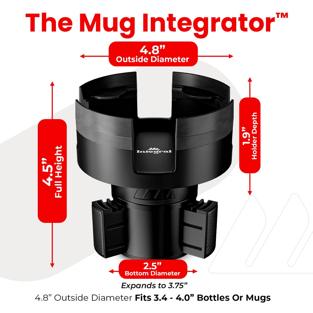 Essentially Engineered mug-integrator adjustable-base offering customizable fit to prevent spills.