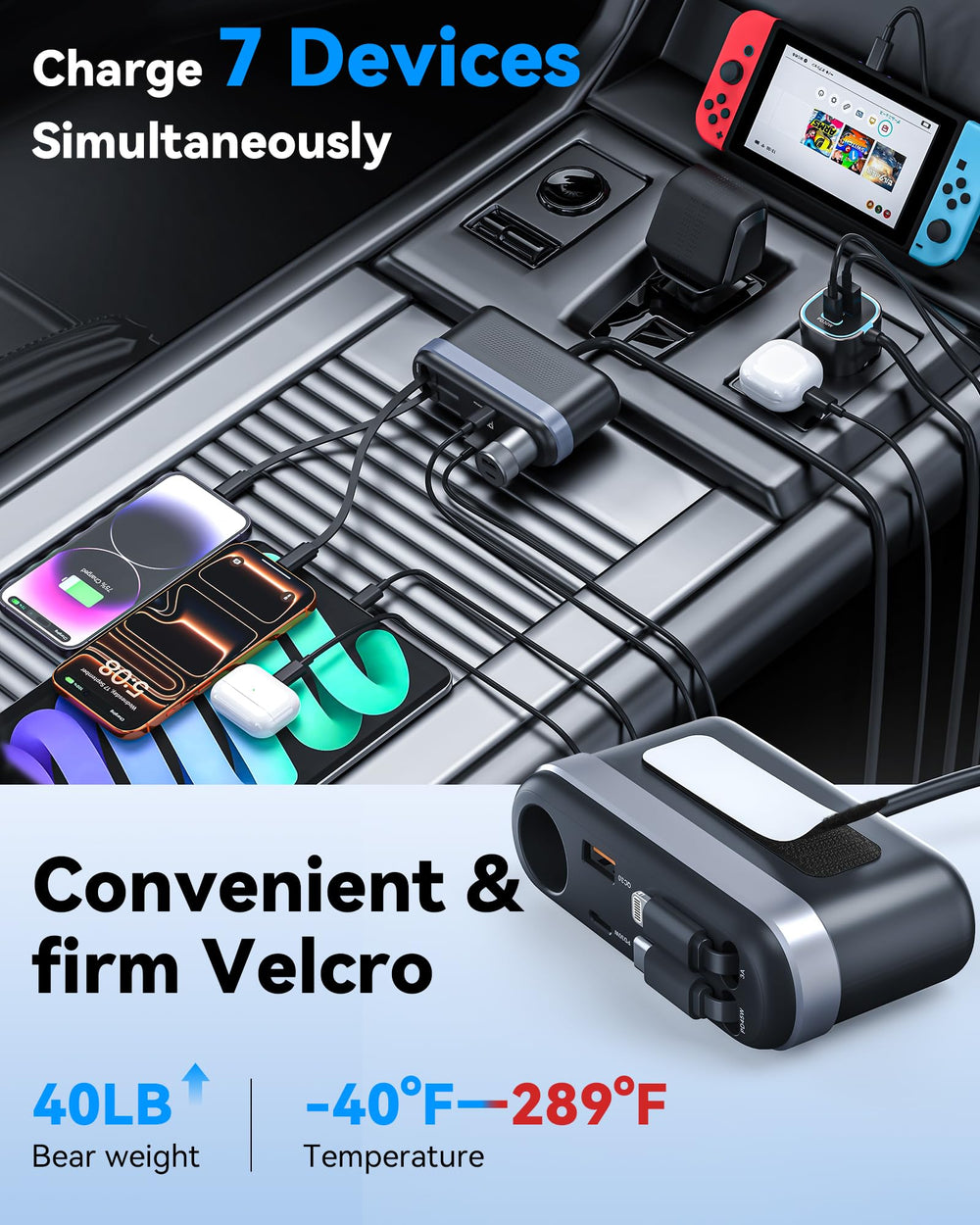 Estbuc 100W cigarette-lighter port for heavy-duty gear like dash cams