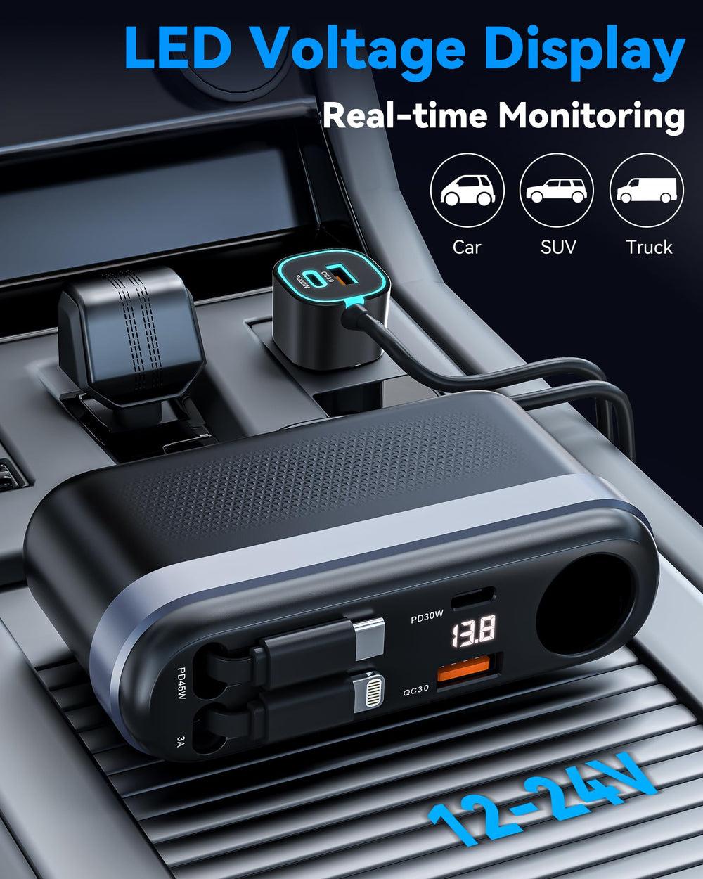 Estbuc USB-A 30W port provides reliable daily charging in vehicles