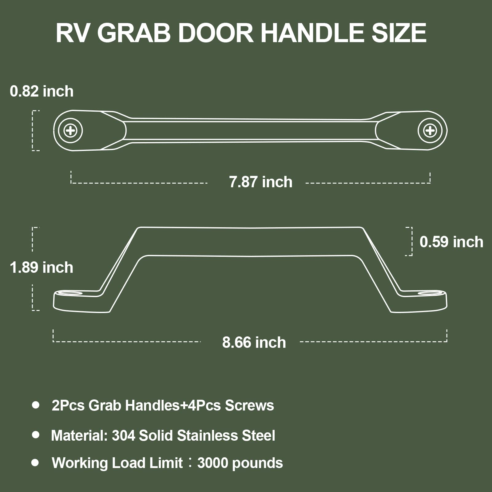 ESUDNT heavy-duty 304 stainless steel RV handle resists rust in outdoor conditions