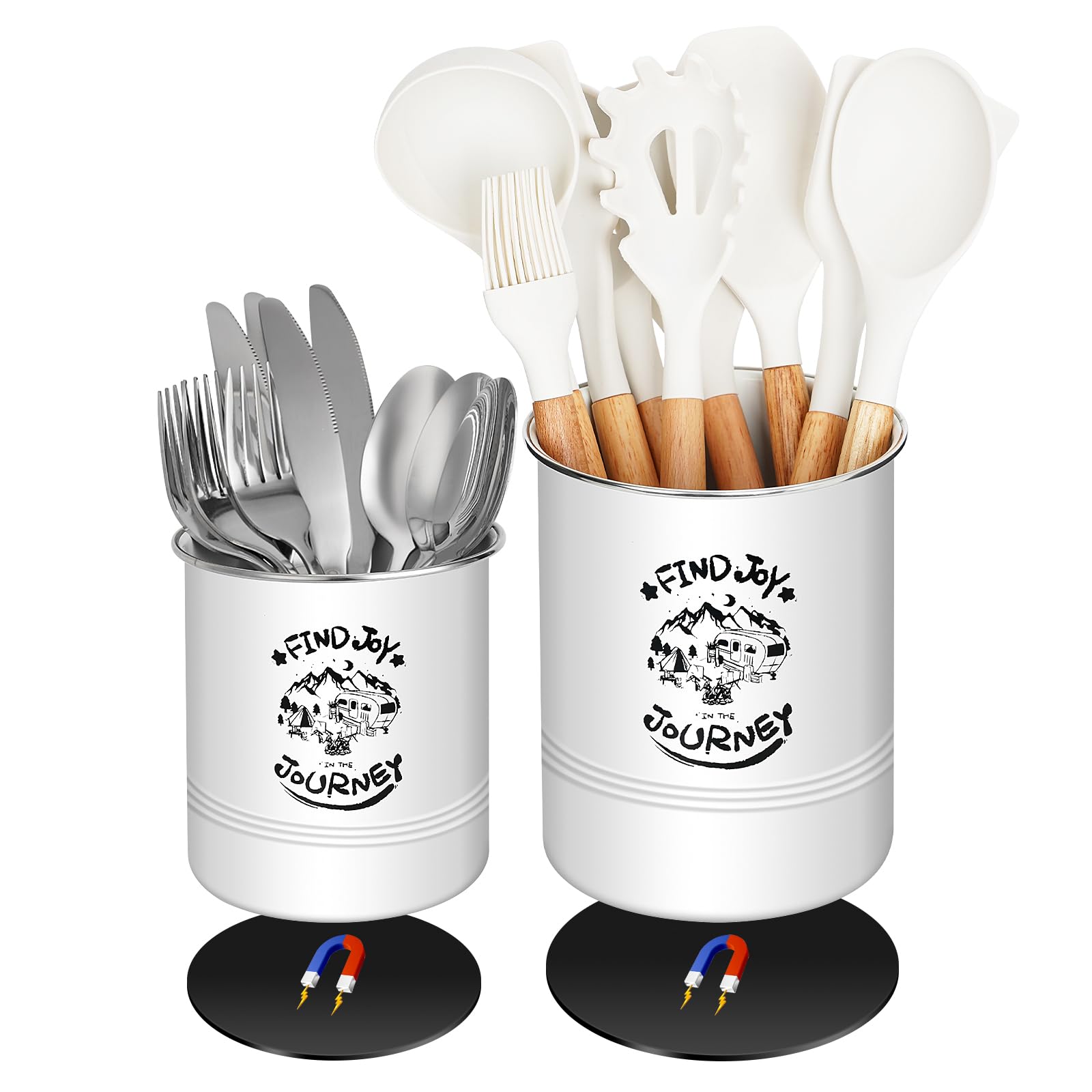 ESUDNT magnetic RV utensil holder on counter keeps utensils secure during travel.