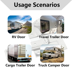 ESUDNT RV door latch installed on a trailer door demonstrates reliable hold.