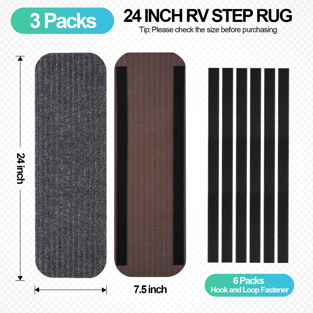 ESUDNT RV step covers installed on stairs show simple hook-and-loop attachment.
