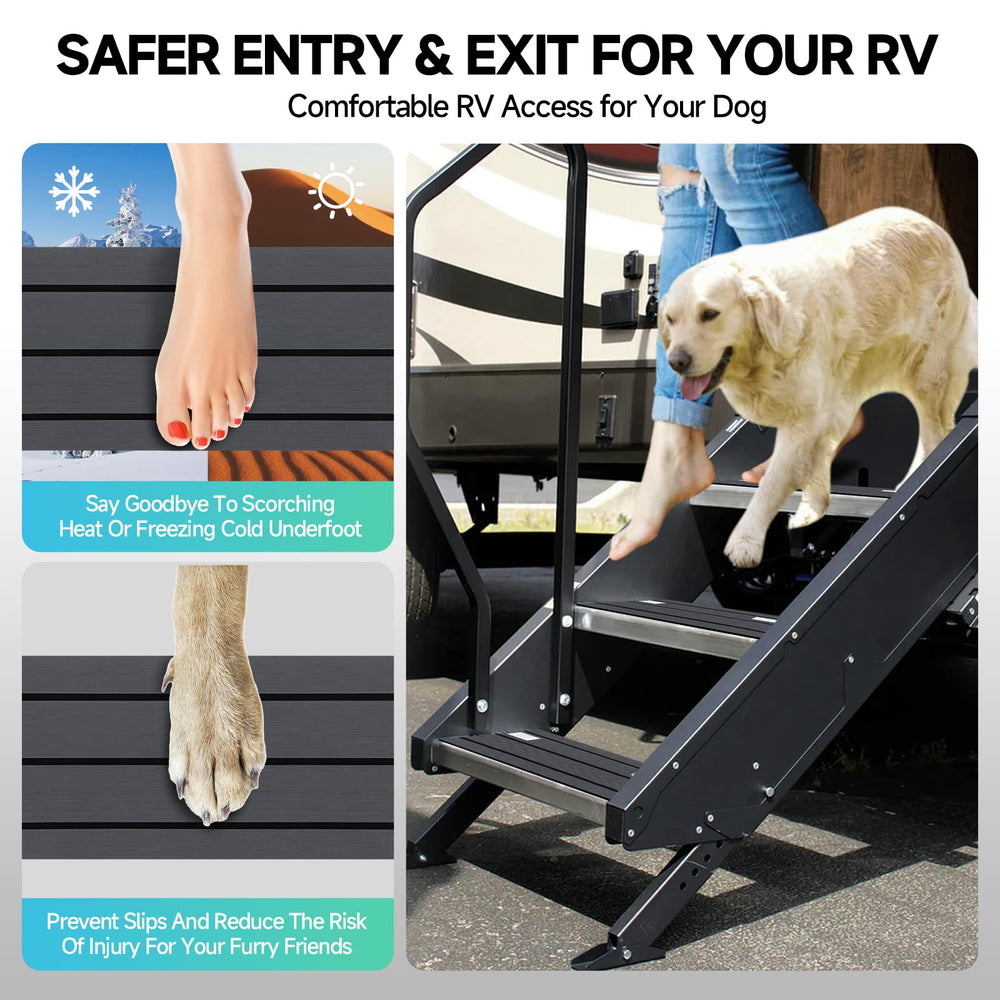 ESUDNT RV Step Covers reflective strips improve night visibility for safer RV steps.
