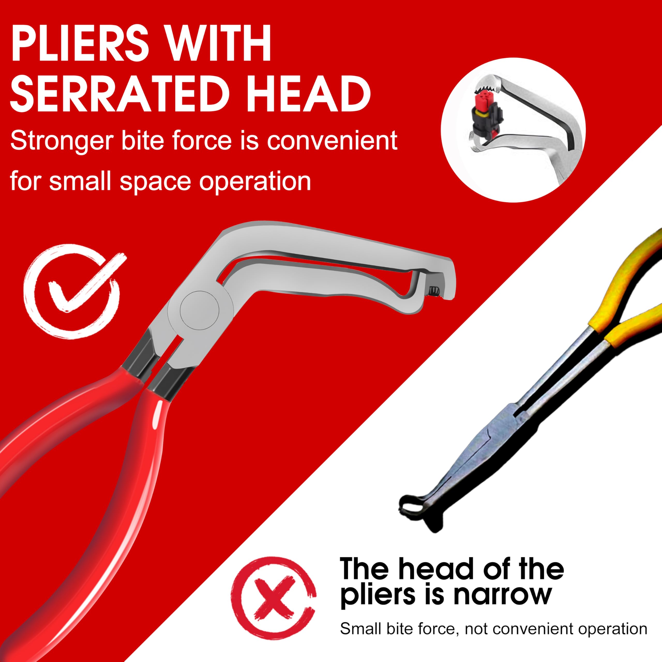 ETCYAOXIN curved-design pliers reach sensors in tight engine bays.