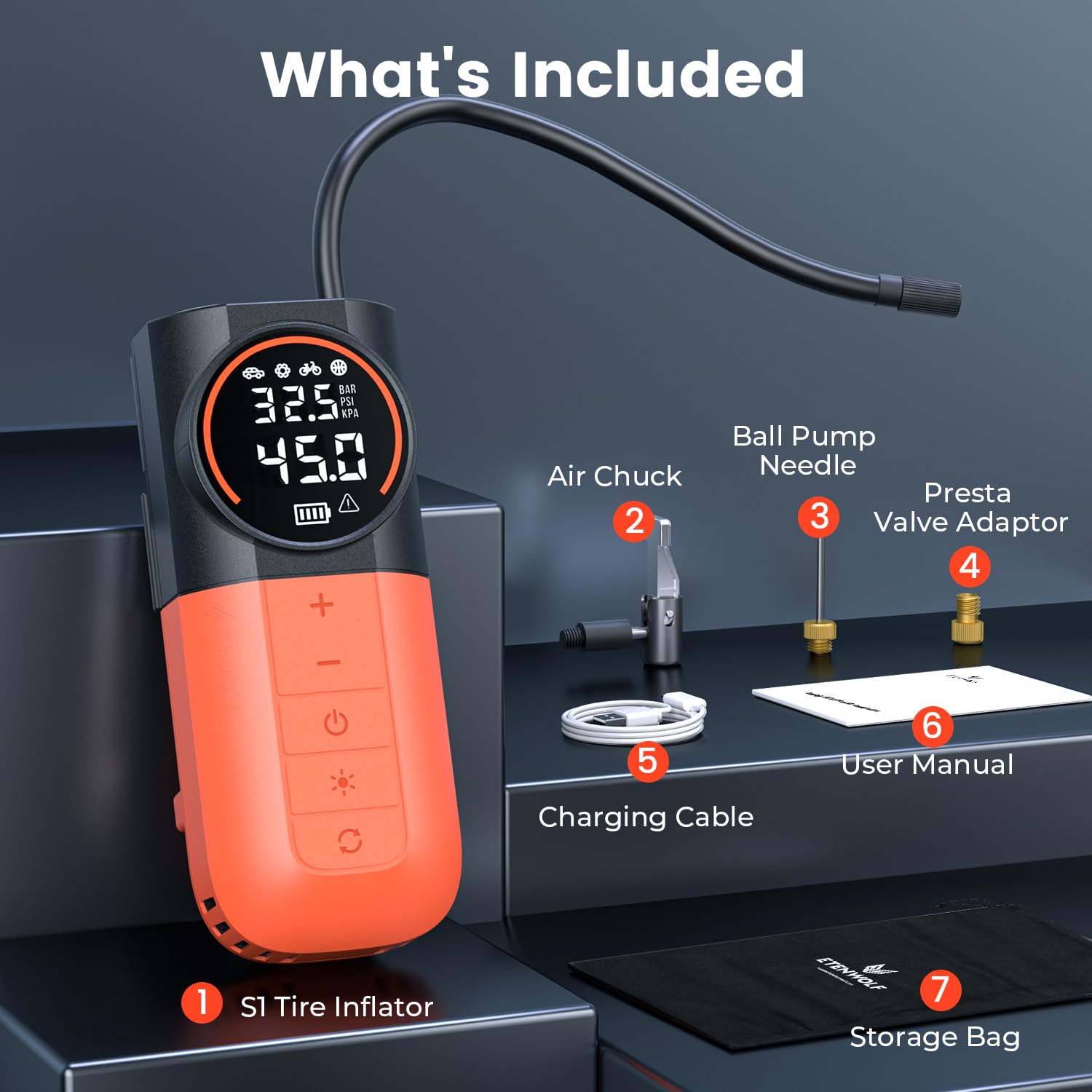 ETENWOLF S1 used at night with flashlight active for safe emergency fills