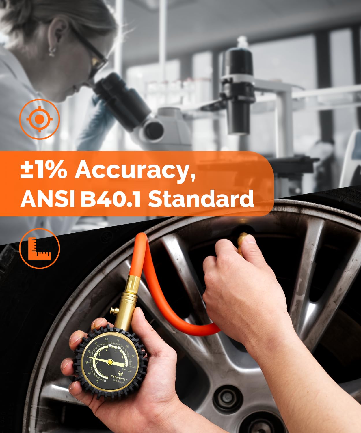 ETENWOLF precision gauge with ANSI B40.1 Grade A accuracy