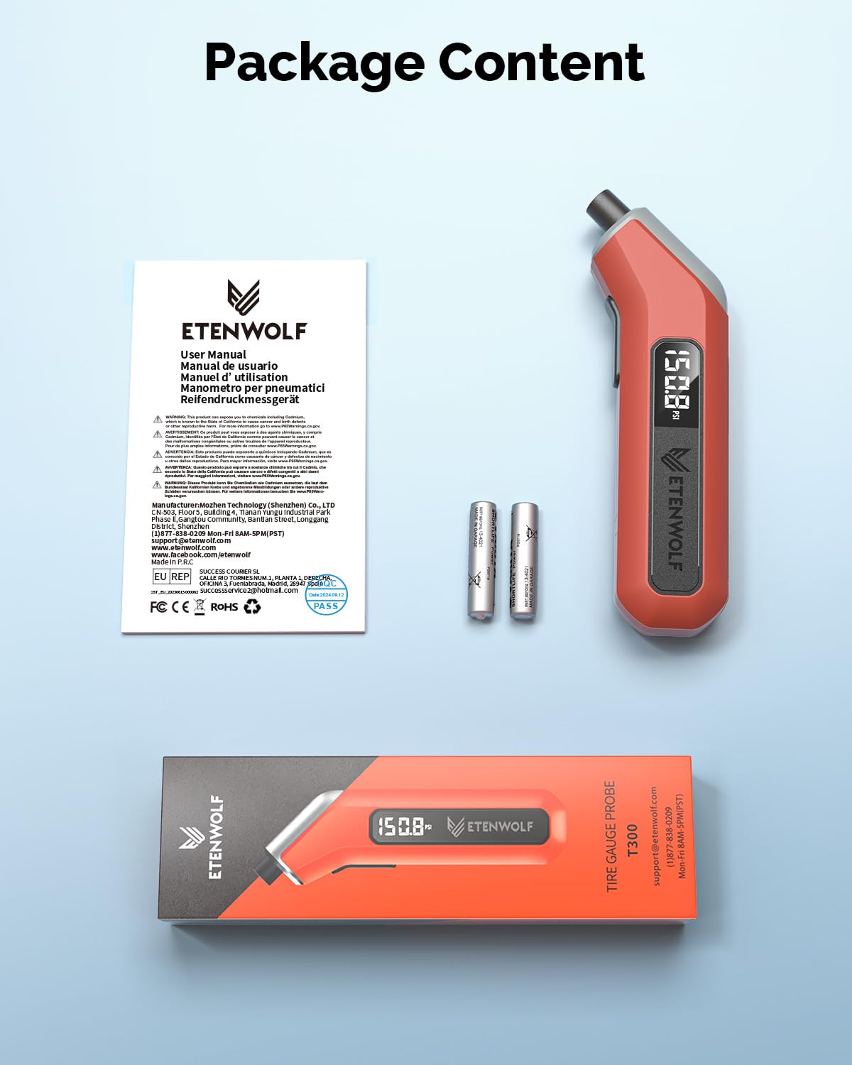 ETENWOLF convenient at-home tool for quick car tire pressure checks.
