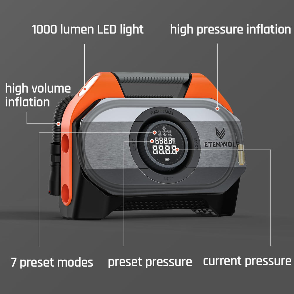 ETENWOLF Vortex S6 auto-stop and presets simplify achieving target pressure.