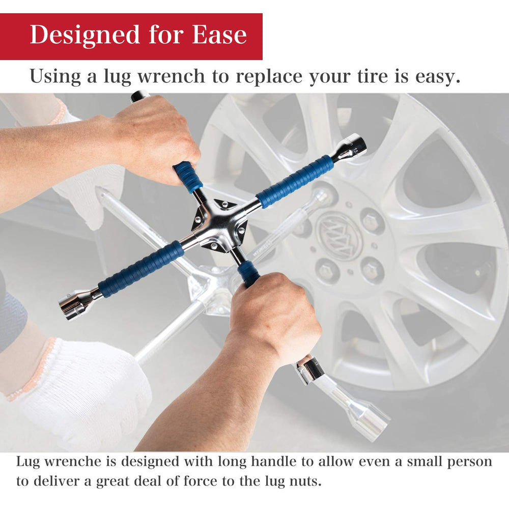 ETERNA anti-slip handle provides a secure grip during roadside tire changes.