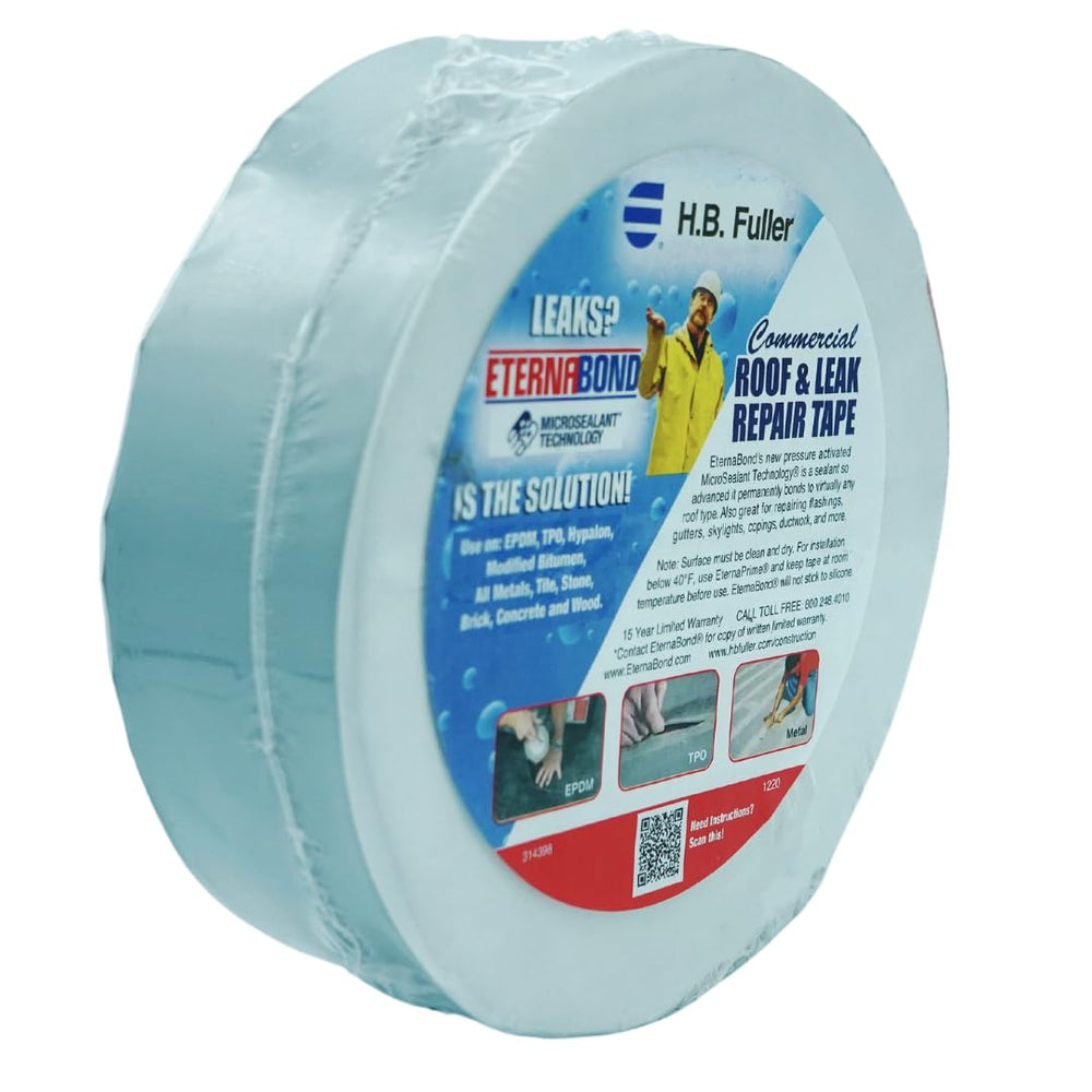 Close-up of RoofSeal Gray tape during a one-step application.