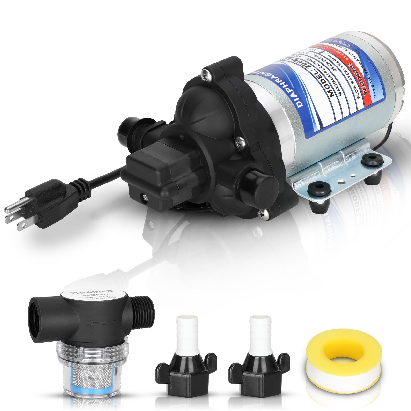 ETESPIE industrial diaphragm pump front view highlighting portable water supply for on-the-go use.