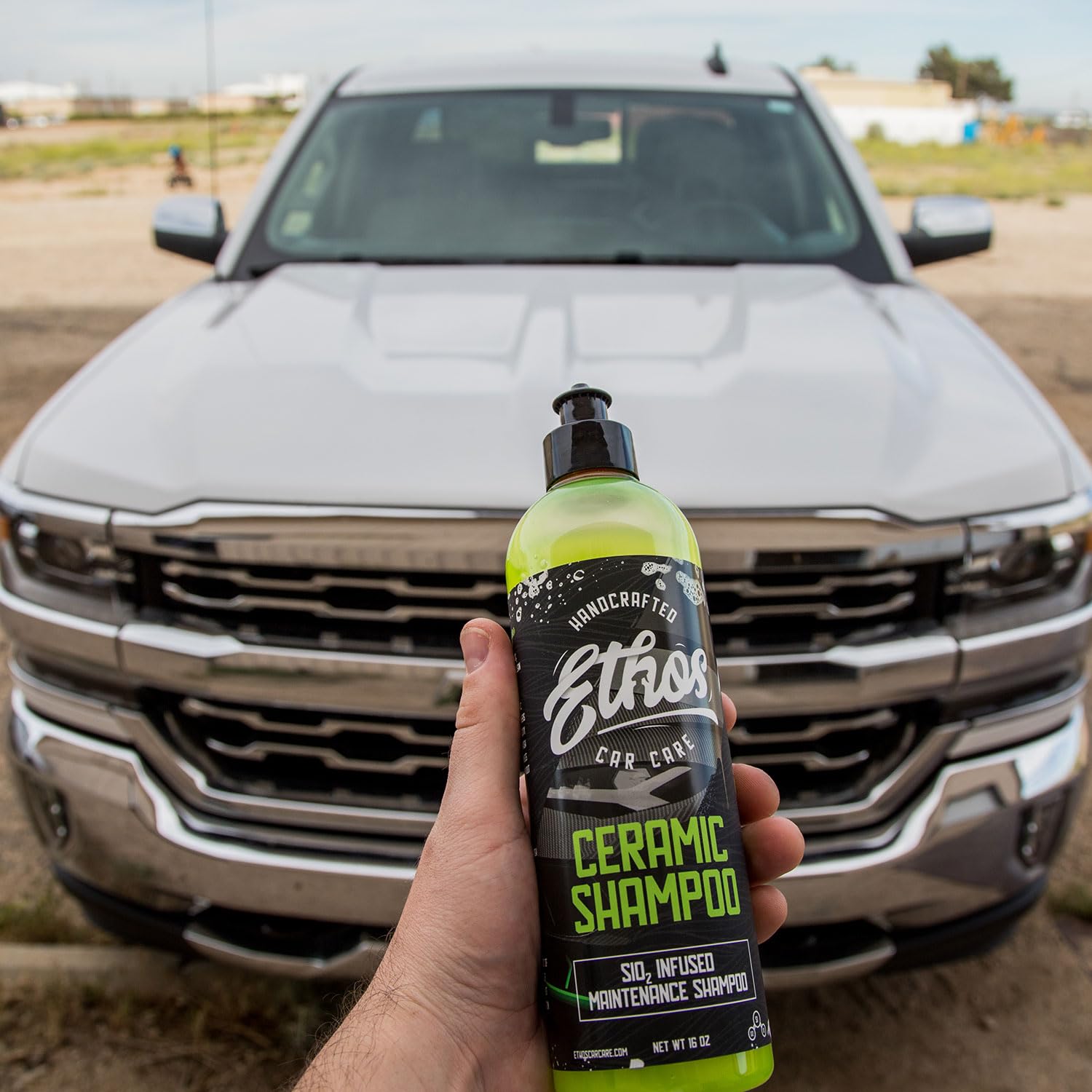 Ethos Ceramic Car Shampoo demonstrates water beading for hydrophobic protection.