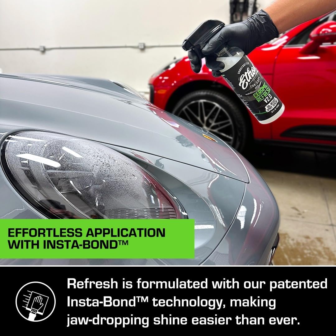 Ethos Ceramic Refresh water beading on glass surfaces after spray