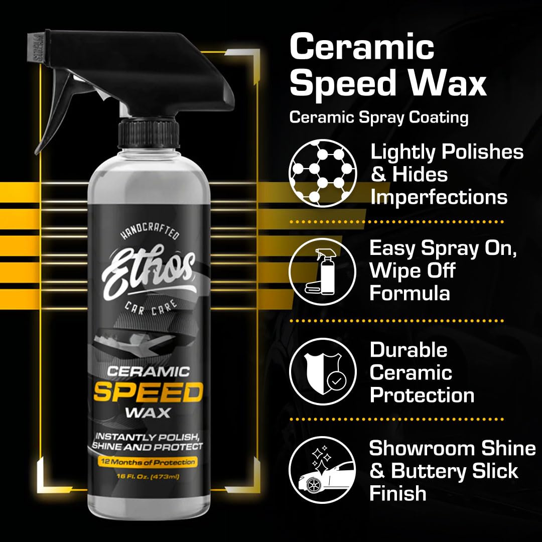 Ethos Ceramic Speed Wax spray nozzle demonstrating quick, streak-free application.