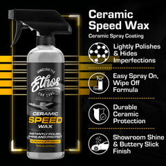 Ethos Ceramic Speed Wax spray nozzle demonstrating quick, streak-free application.