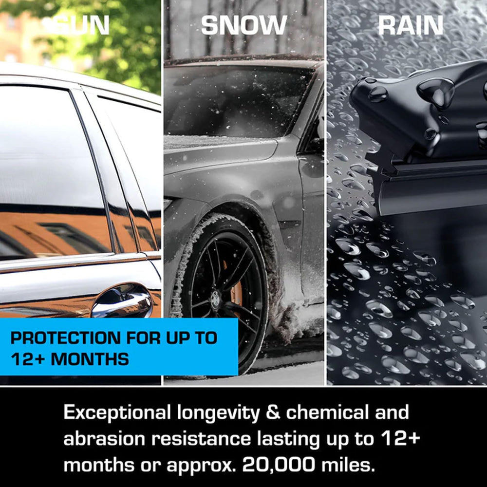 Ethos EZ Glass long-lasting protection for automotive glass surfaces.