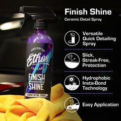 Ethos Finish Shine spray being wiped for streak-free quick detail between washes.
