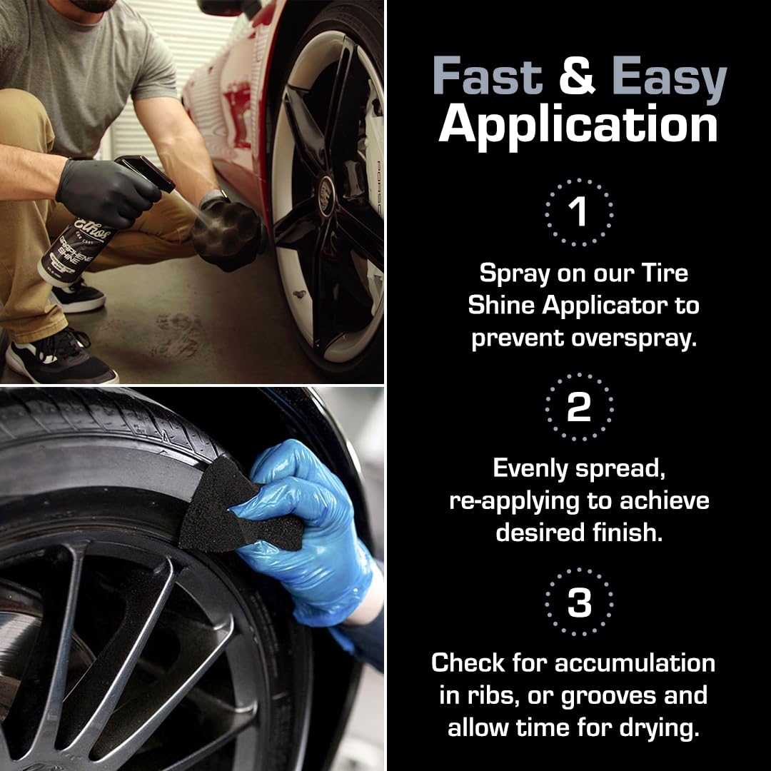 Ethos Graphene Shine before after image demonstrates dramatic tire and trim enhancement