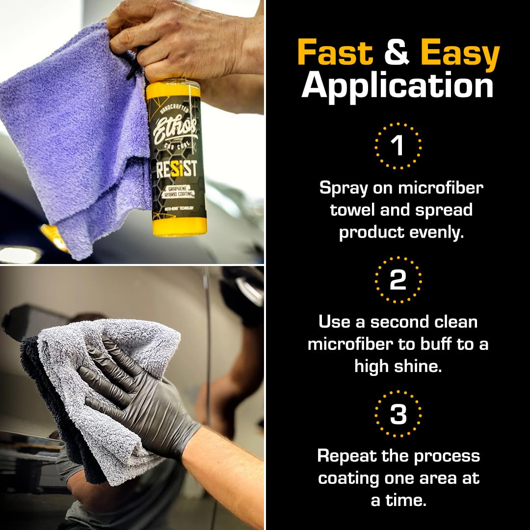 Ethos Resist spray on dull panel showing enhanced clarity.