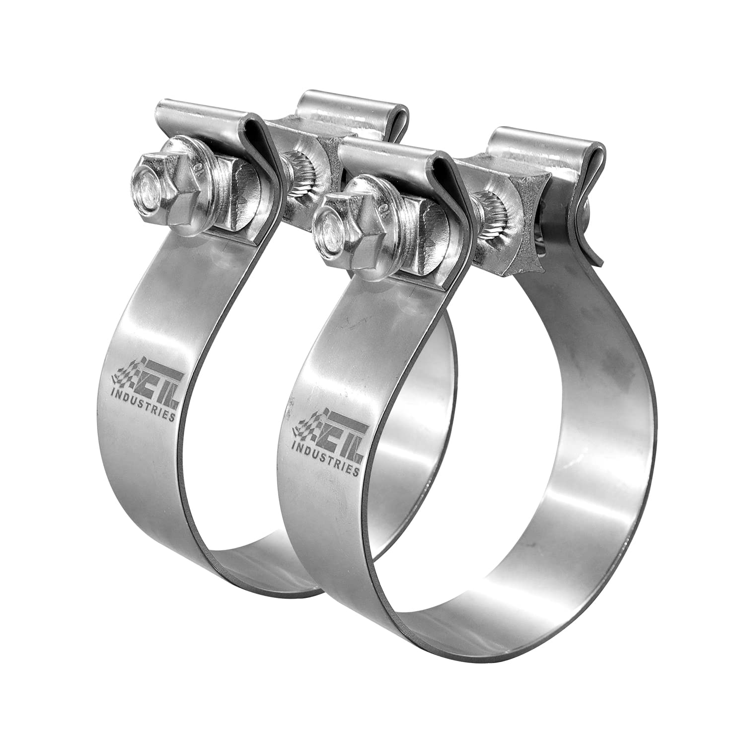ETL Industries 4-inch exhaust clamp demonstrating slip-fit connection for easy installation