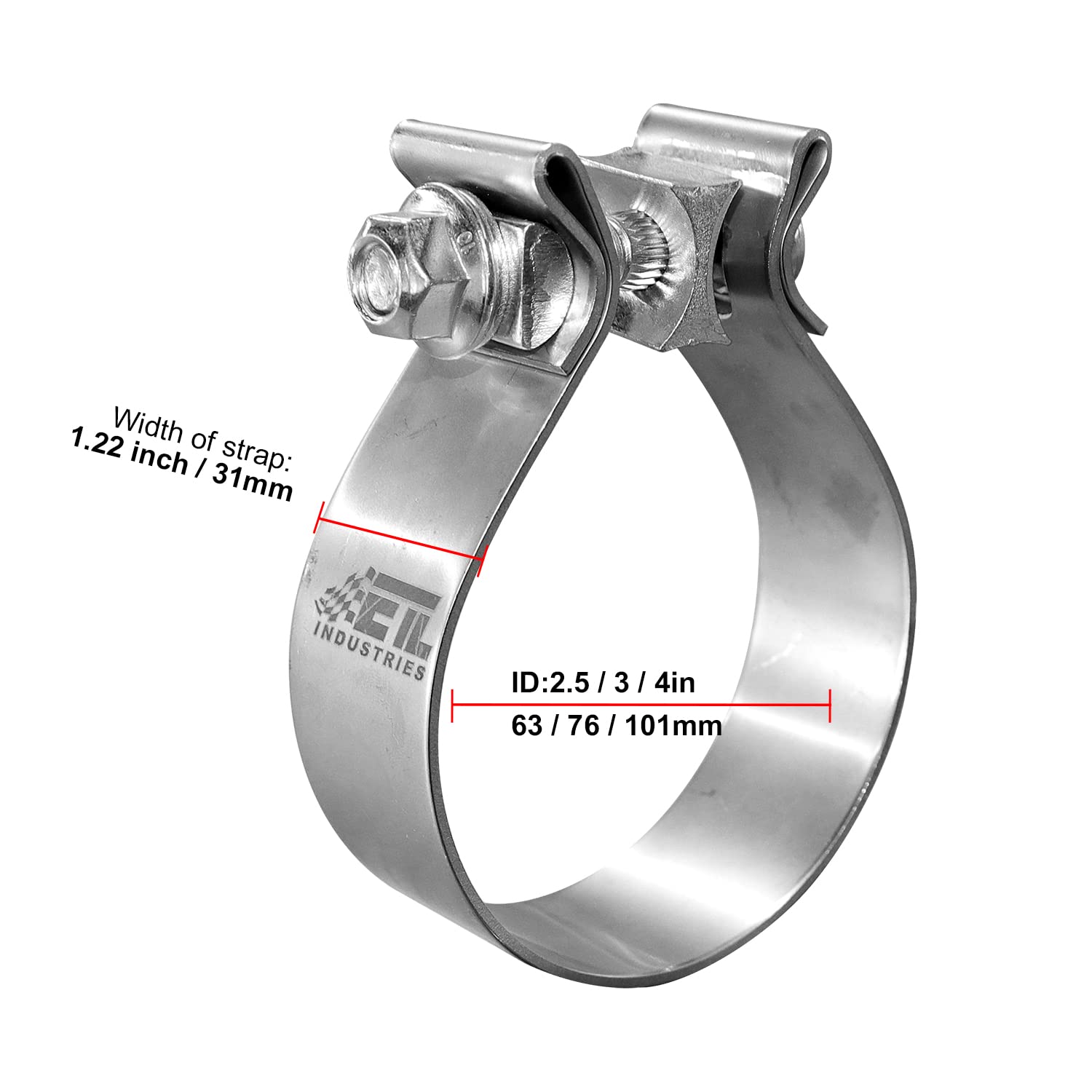 ETL Industries clamp with steel gasket and aluminum I-block for reliable seal