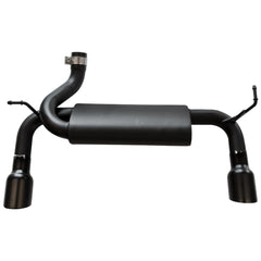 ETL Industries exhaust muffler system on Wrangler JK 4-door showcasing sturdy stainless steel tips.