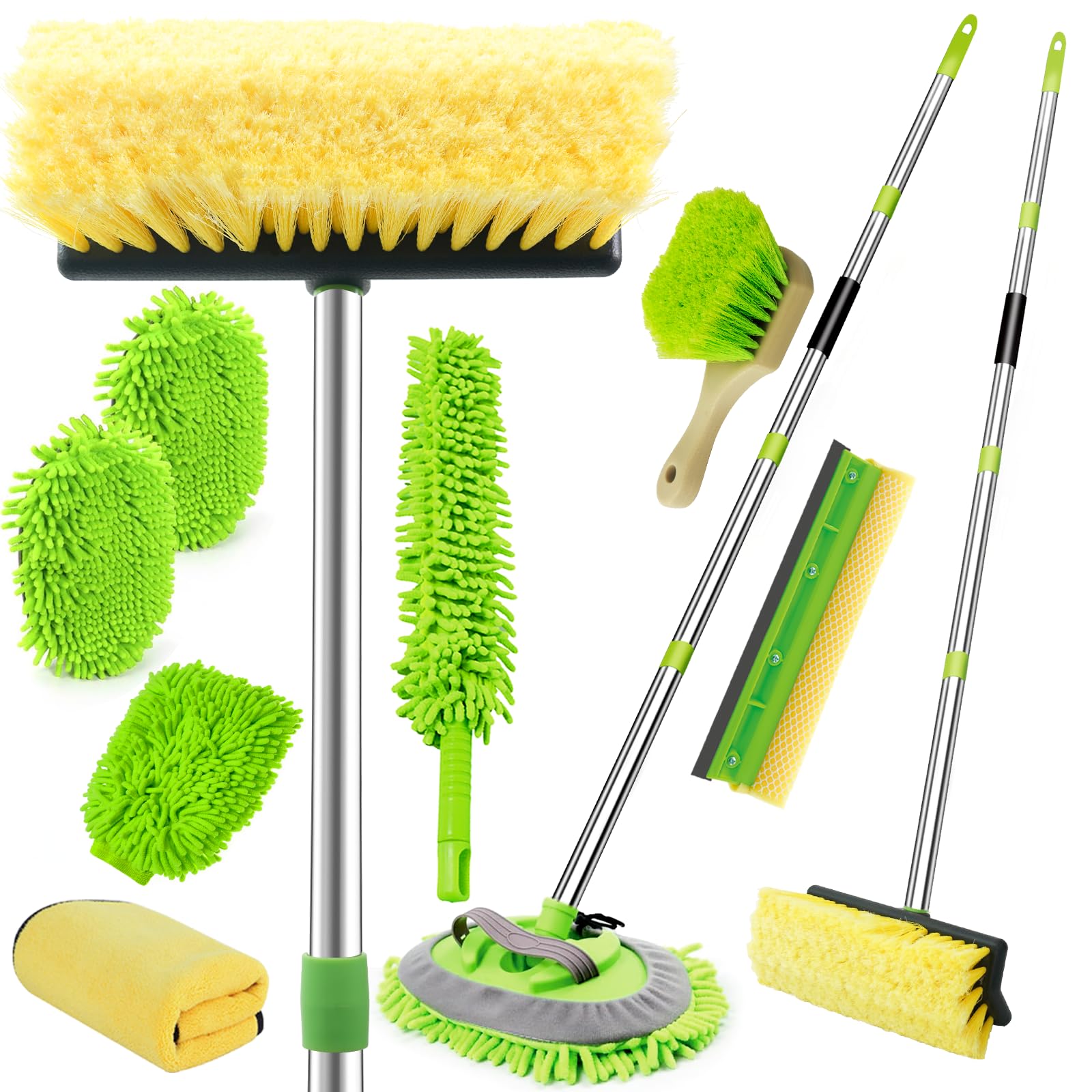 ETOUPA 62-inch car wash brush assembly showing adjustable reach for tall vehicles