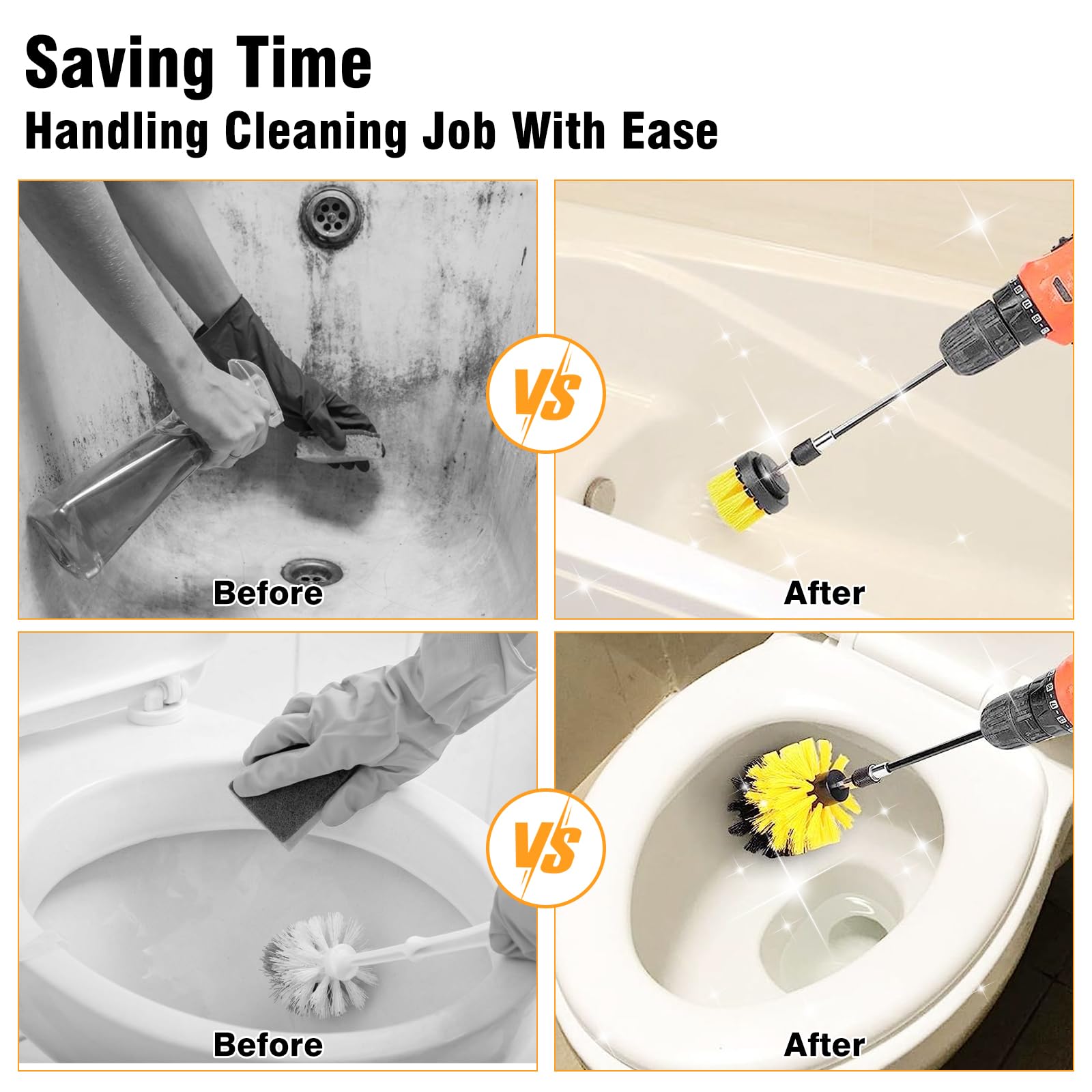 ETOUPA 5.5-inch circular gap brush cleans gaps between tiles and fixtures.