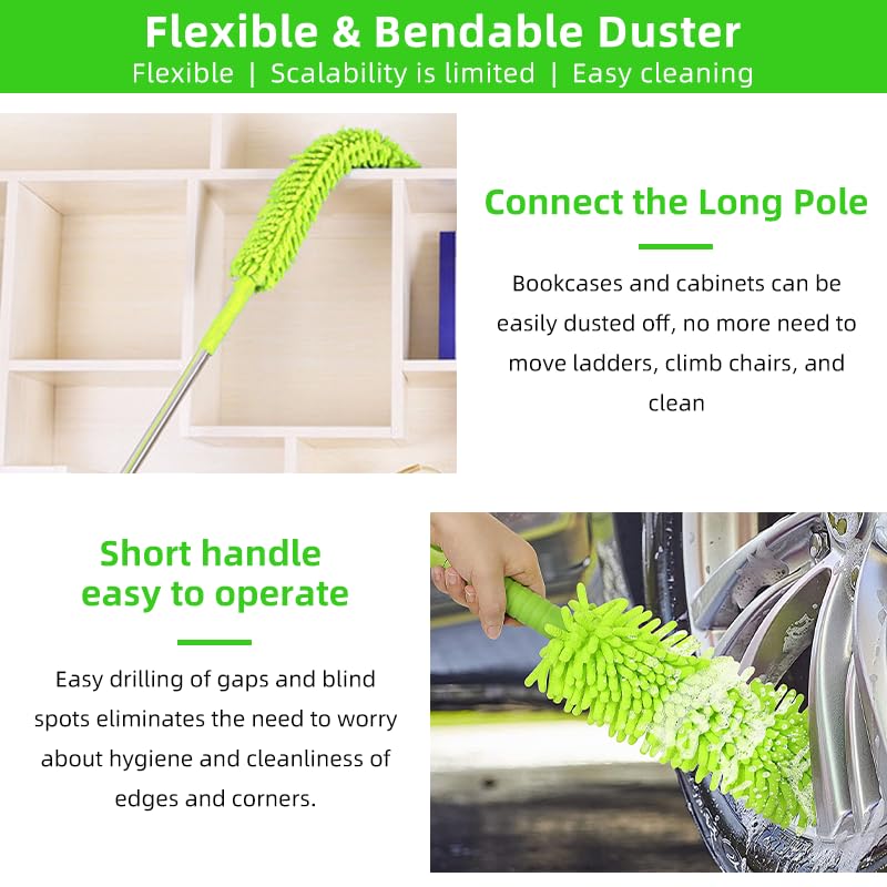 ETOUPA microfiber duster reaching into tight corners and high surfaces
