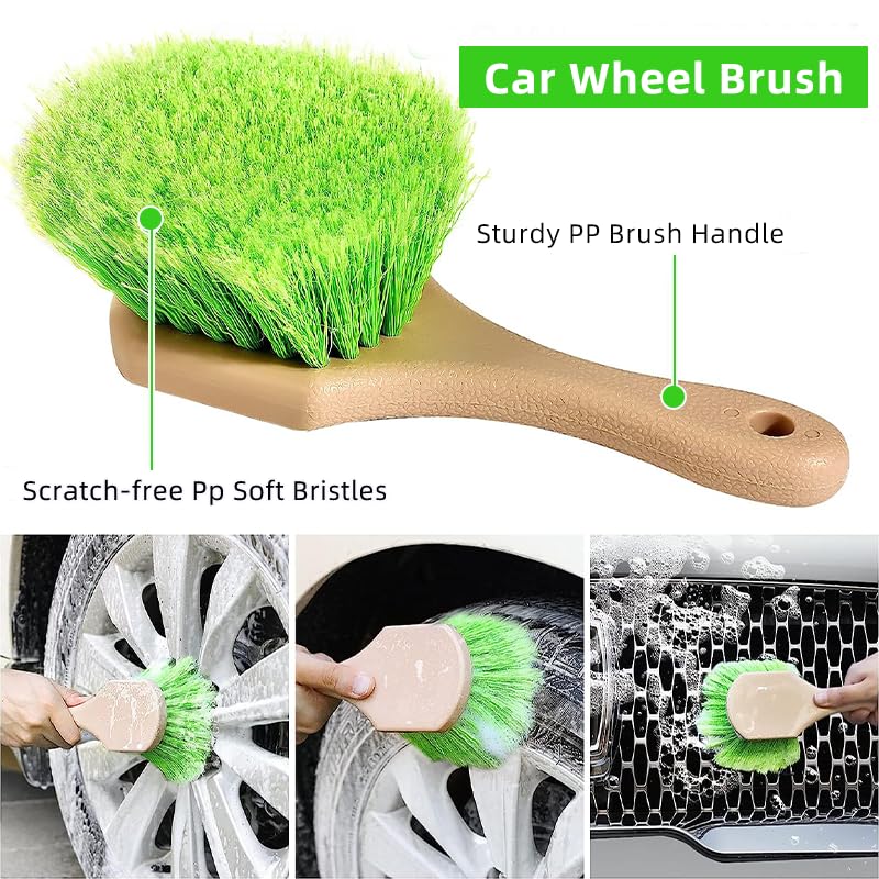 ETOUPA wheel brush with soft fibers cleans tires gently and evenly.