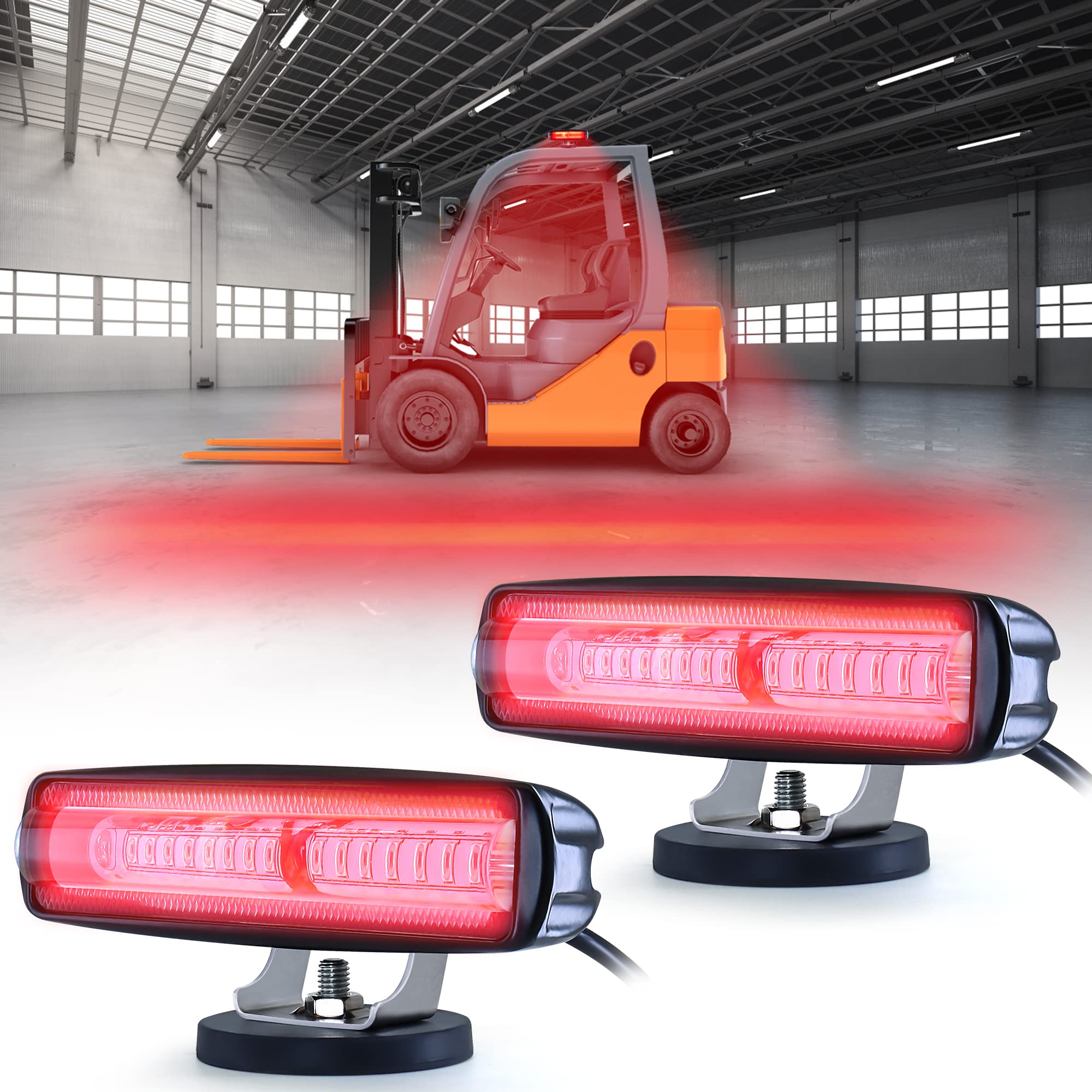 etzone New Magnets LED Forklift Lights with spot lens for focused warehouse illumination.