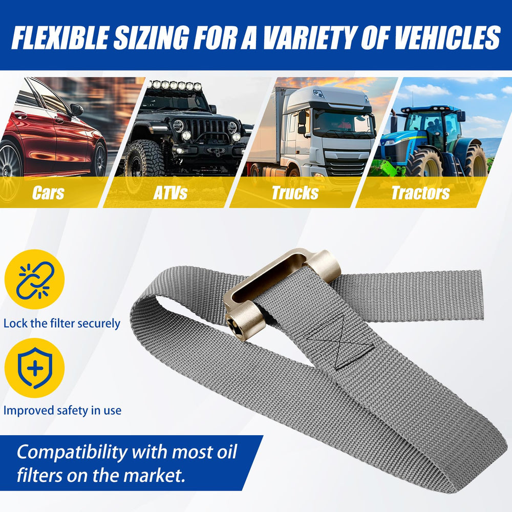 Eudaimonia heavy-duty strap wrench compatible with one-half drive for precise control.