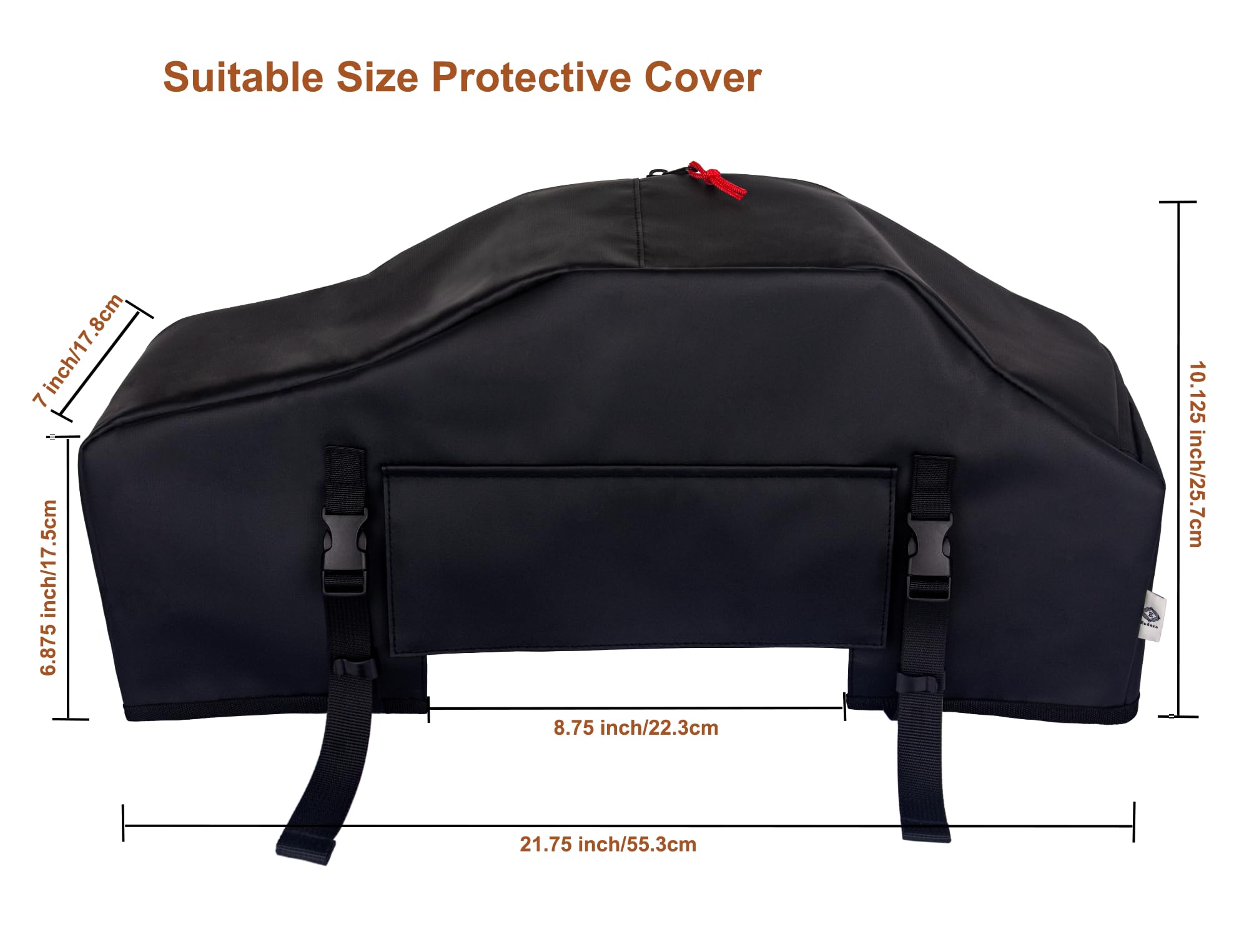 Close-up of water-tight zipper and rope flap on Eudora cover