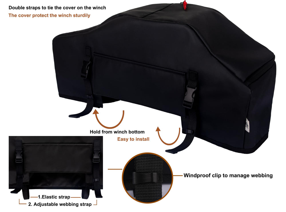 Elastic and webbing straps ensure a secure fit during off-road driving