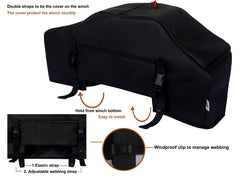Elastic and webbing straps ensure a secure fit during off-road driving