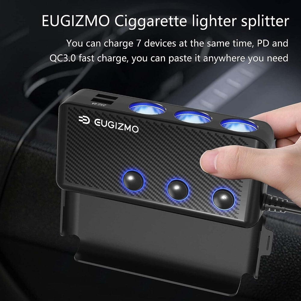 Eugizmo splitter features independent switches for each socket to control power.
