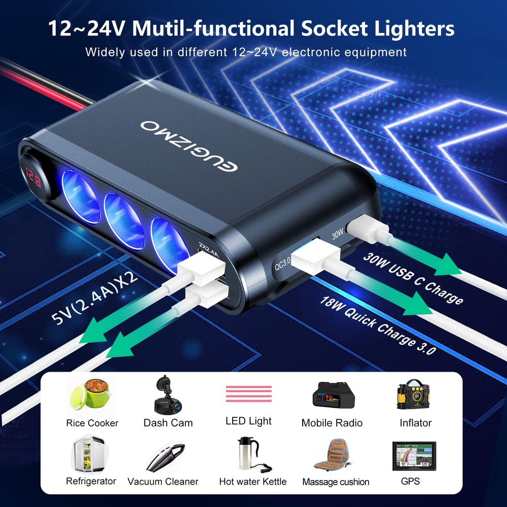 Eugizmo USB-C and fast-charge ports power phones and tablets.