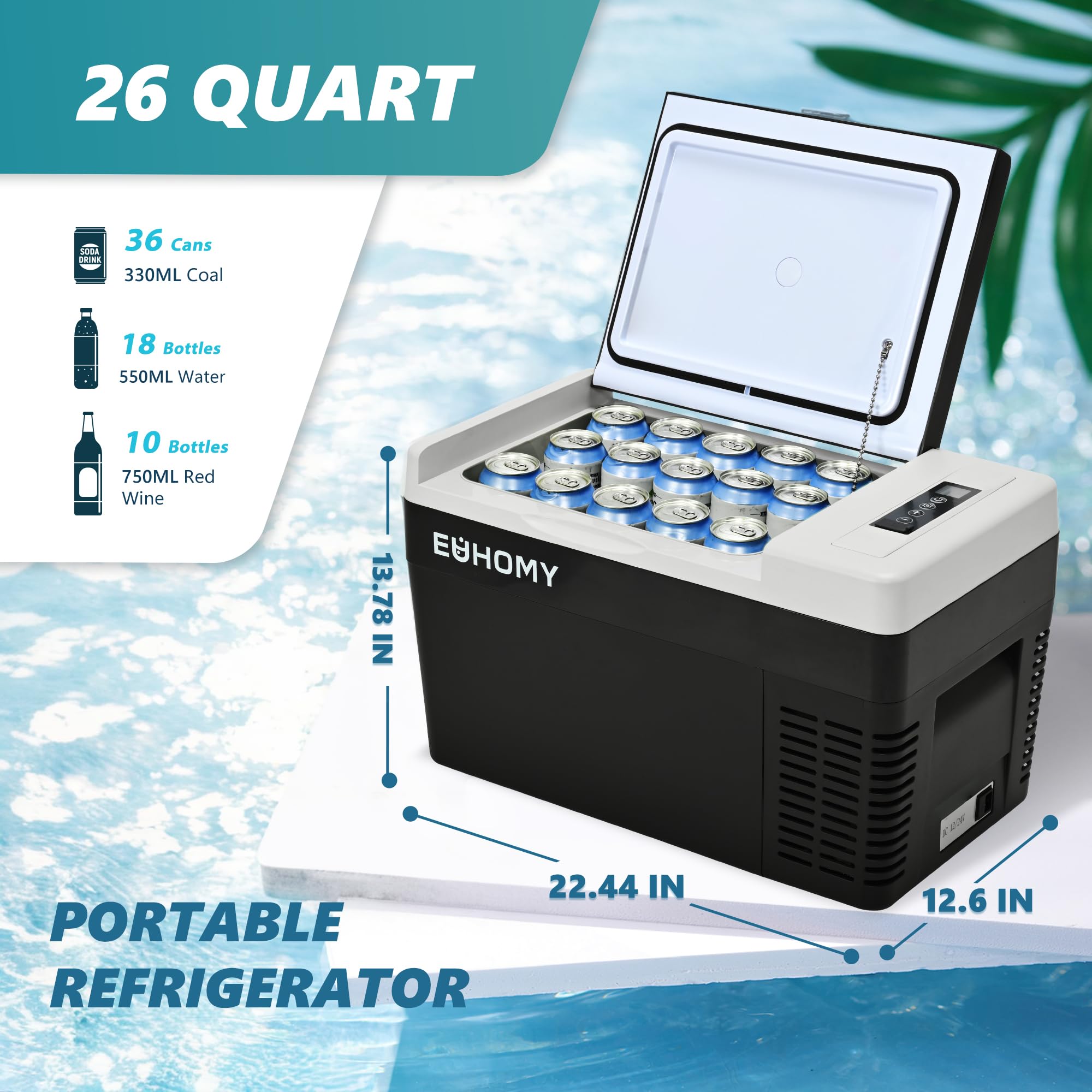 EUHOMY 12V refrigerator in-car setup demonstrates versatility.