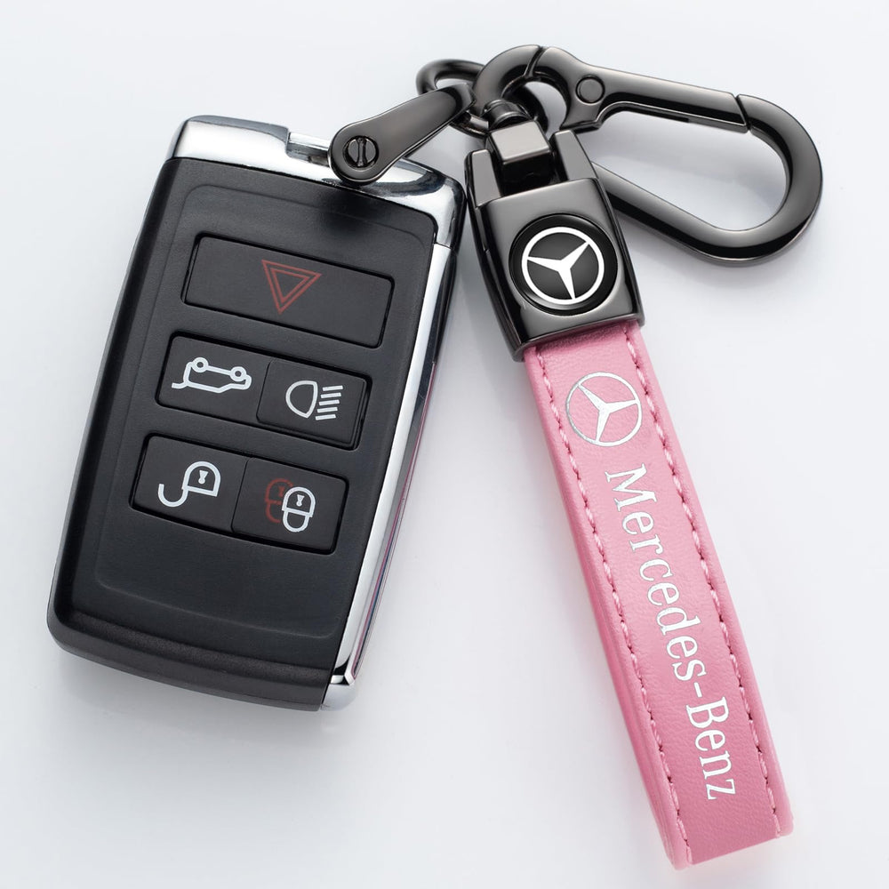 EULIX Mercedes keychain side view highlighting 360-degree rotation capability.