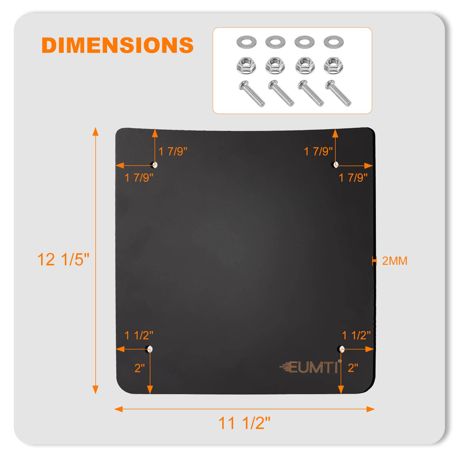 Eumti hardware kit for base plate shows quick, secure installation.