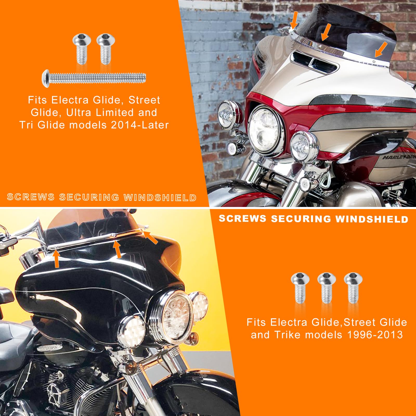 Eumti stainless steel windshield bolts with polished finish for durability