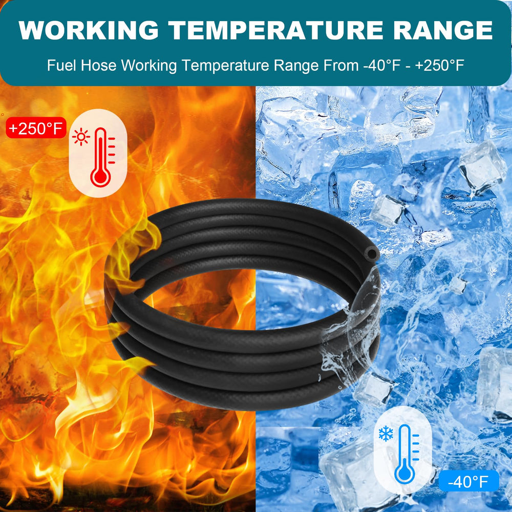 Hose barbs and clamps for secure Eunice fuel line installation