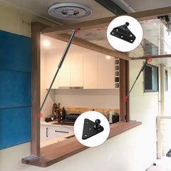 Two gas springs with mounting brackets for versatile RV mounting.